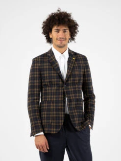 Blazer Fantasia Check Blu / Senape