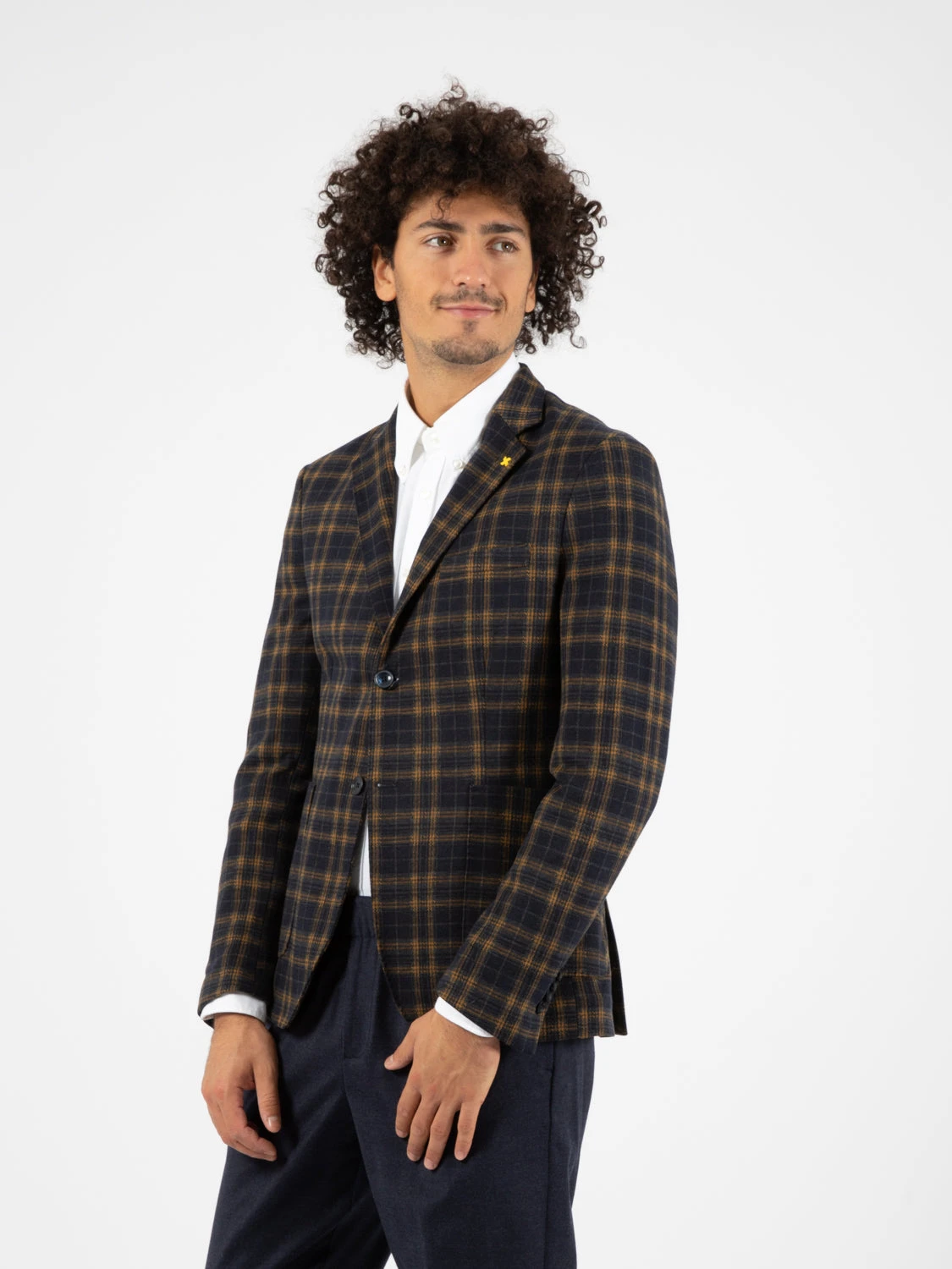 Blazer Fantasia Check Blu / Senape 4 Blazer Fantasia Check Blu / Senape - immagine 2
