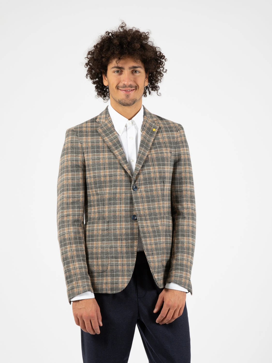 Blazer Fantasia Check Grigio / Bianco / Senape 3 Blazer Fantasia Check Grigio / Bianco / Senape
