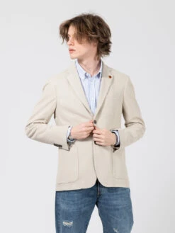 Blazer In Tessuto Oxford Beige Chiaro