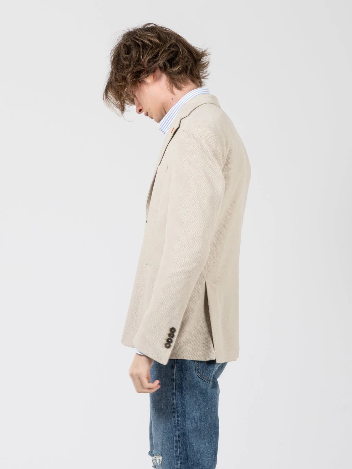 Blazer In Tessuto Oxford Beige Chiaro 4 Blazer In Tessuto Oxford Beige Chiaro - immagine 2