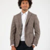 Blazer Pied De Poule Beige / Blu