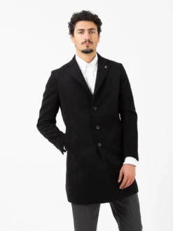 Cappotto Slim In Panno Nero