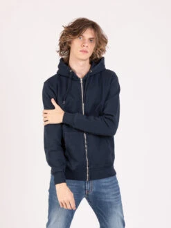 Colorful Standard Felpa Hoodie Basica Zip Navy Blue