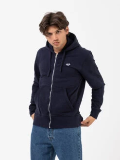Felpa Hoodie Con Zip Duck Patch Plain Navy
