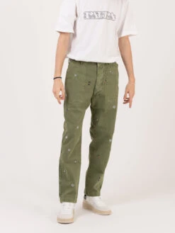 Pantalone All Over Embroidery Green