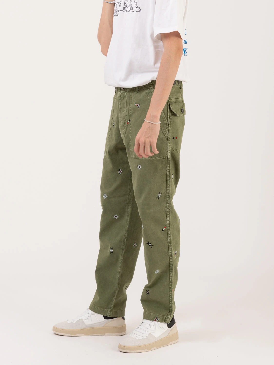 Pantalone All Over Embroidery Green 4 Pantalone All Over Embroidery Green - immagine 2