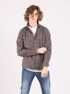 Camicia Quadretti Tortora / Blu