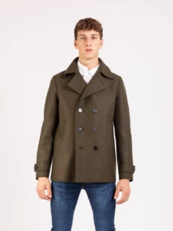 HARRIS WHARF LONDON Cappotto Peacoat Pressed Wool Moss Green