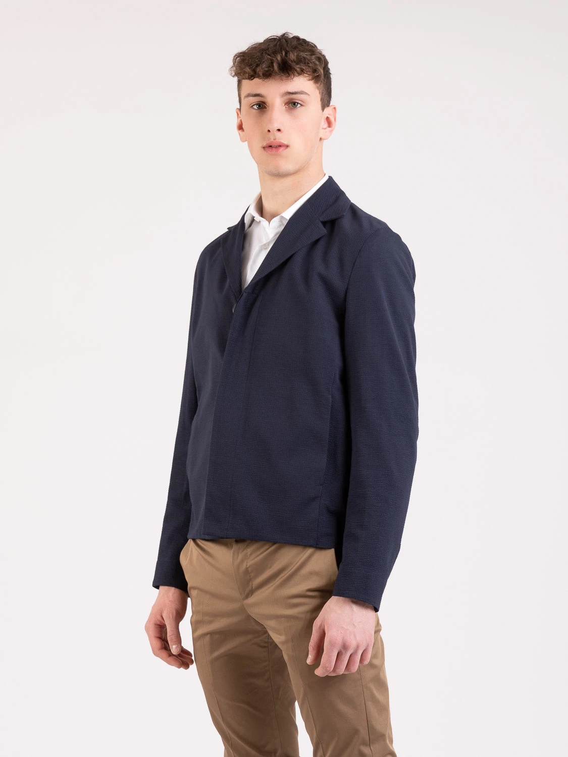 HARRIS WHARF LONDON Giacca Navy Blue Coolmax Seersucker 4 HARRIS WHARF LONDON Giacca Navy Blue Coolmax Seersucker - immagine 2