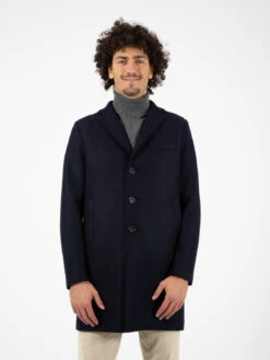 HARRIS WHARF LONDON Men Boxy Coat Pressed Wool Navy Blue