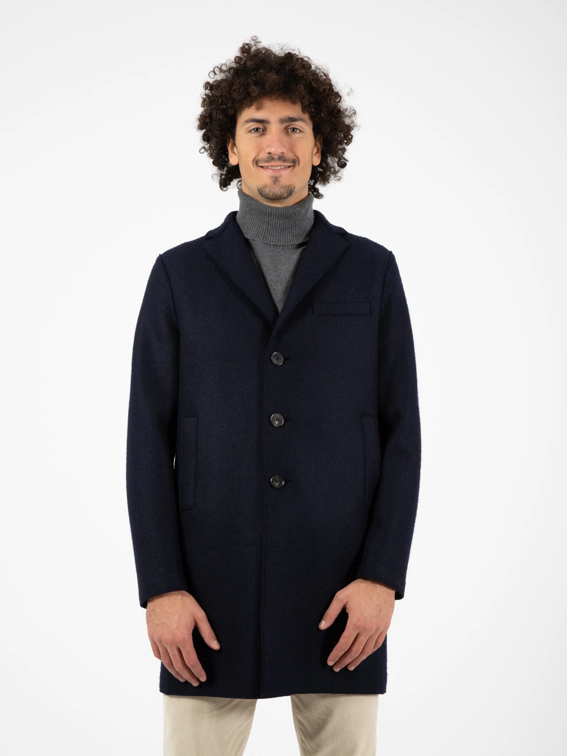 HARRIS WHARF LONDON Men Boxy Coat Pressed Wool Navy Blue 3 HARRIS WHARF LONDON Men Boxy Coat Pressed Wool Navy Blue