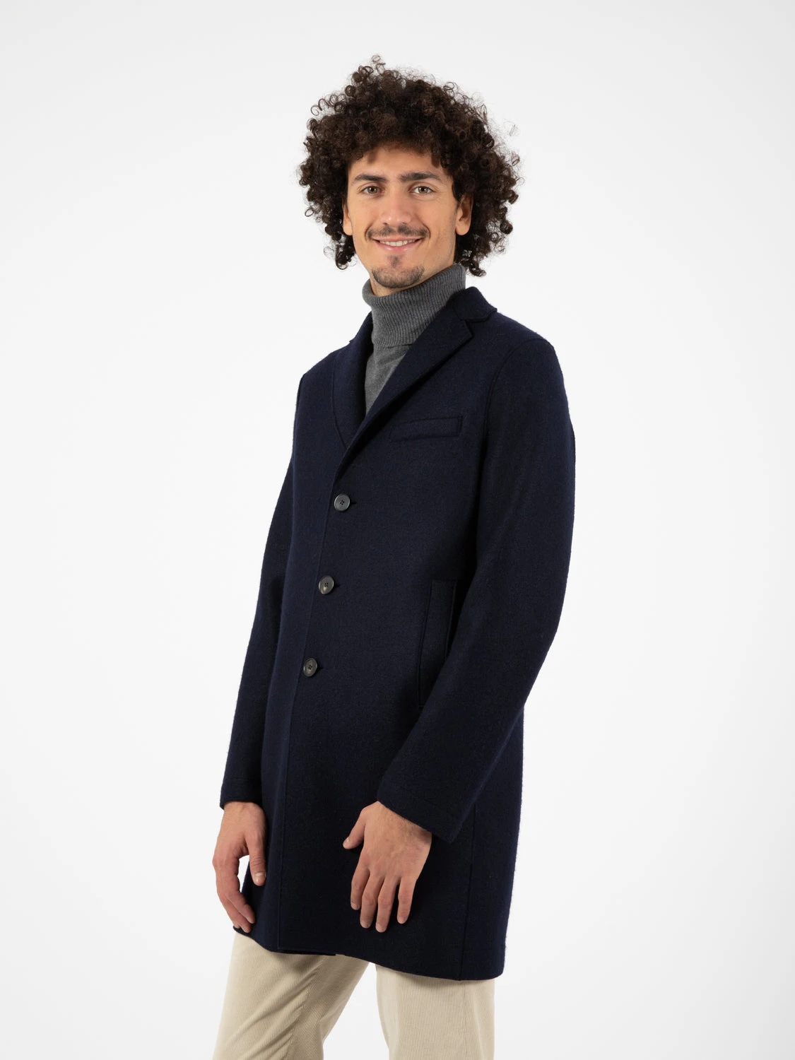 HARRIS WHARF LONDON Men Boxy Coat Pressed Wool Navy Blue 4 HARRIS WHARF LONDON Men Boxy Coat Pressed Wool Navy Blue - immagine 2