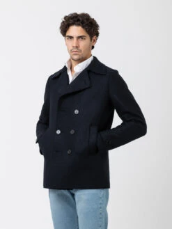 HARRIS WHARF LONDON Men Peacoat Pressed Wool Dark Blue