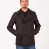 HARRIS WHARF LONDON Men Peacoat Pressed Wool Dark Brown