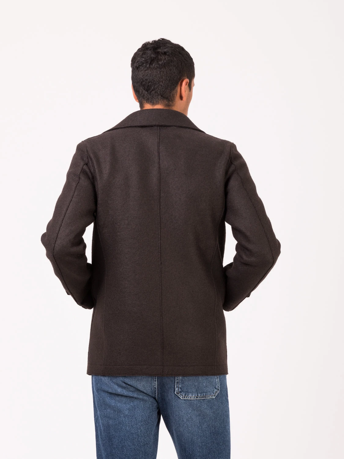 HARRIS WHARF LONDON Men Peacoat Pressed Wool Dark Brown 5 HARRIS WHARF LONDON Men Peacoat Pressed Wool Dark Brown - immagine 3