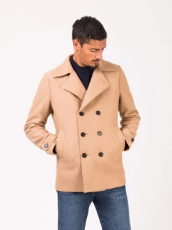 HARRIS WHARF LONDON Men Peacoat Pressed Wool Tan