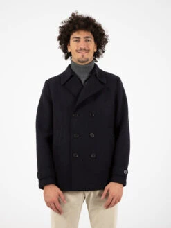 HARRIS WHARF LONDON Peacoat Boiled Wool Navy Blue