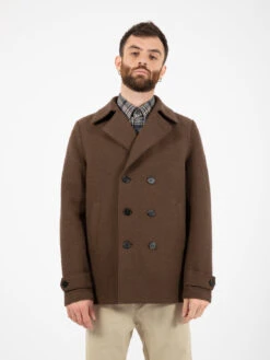 HARRIS WHARF LONDON Peacoat Boiled Wool Teddy Brown