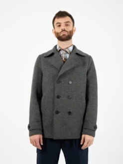 HARRIS WHARF LONDON Peacoat Boiled Wool Teddy Grey