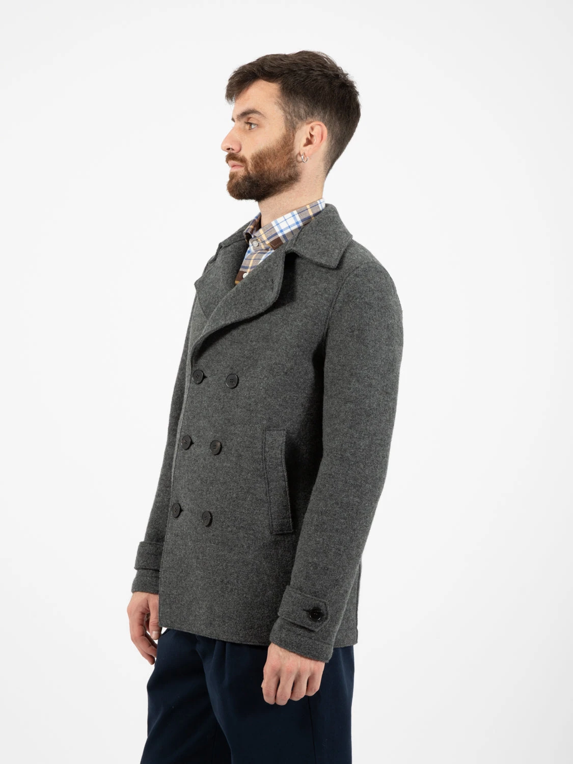 HARRIS WHARF LONDON Peacoat Boiled Wool Teddy Grey 4 HARRIS WHARF LONDON Peacoat Boiled Wool Teddy Grey - immagine 2
