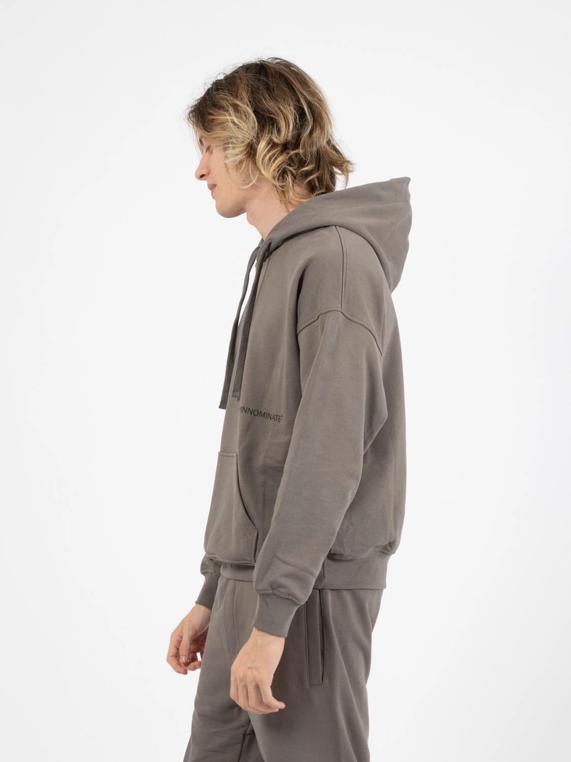 Felpa Con Cappuccio Manica Lunga Grigio Fango 5 Felpa Con Cappuccio Manica Lunga Grigio Fango - immagine 3