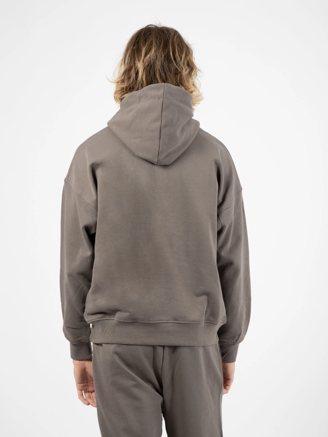 Felpa Con Cappuccio Manica Lunga Grigio Fango 6 Felpa Con Cappuccio Manica Lunga Grigio Fango - immagine 4