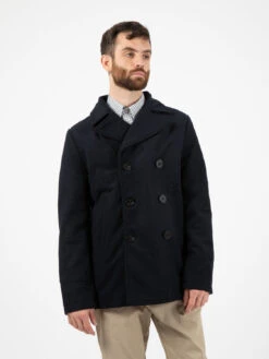 Giacca Peacot Mixed Wool Navy