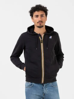 K-Way Felpa Hoodie Arnel Poly Cotton Black Pure Con Zip