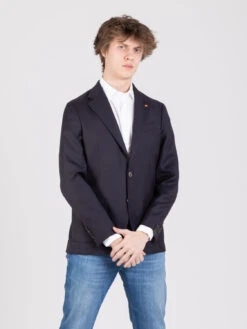 Blazer Blu Scuro In Fresco Lana