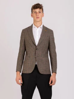 Blazer Deco Pied De Poule Beige / Verde