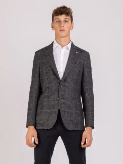 Blazer Deco Pied De Poule Grigio / Nero