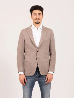 Blazer Spinato Marrone / Bianco
