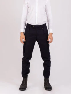 Pantaloni Cargo Blu In Lana