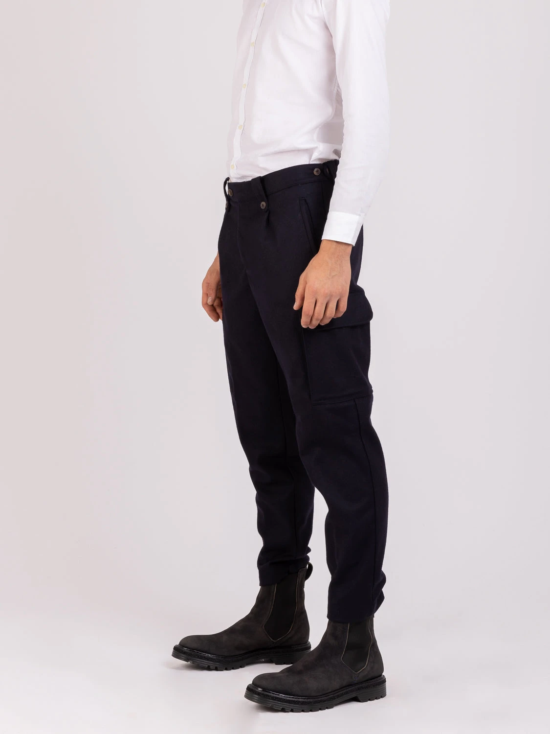 Pantaloni Cargo Blu In Lana 4 Pantaloni Cargo Blu In Lana - immagine 2