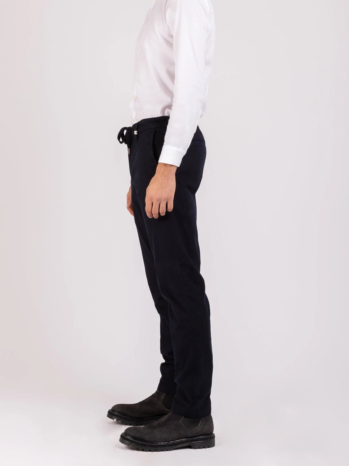 Pantaloni Panno Blu Con Vita Elastica E Coulisse 4 Pantaloni Panno Blu Con Vita Elastica E Coulisse - immagine 2