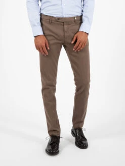 Pantaloni Slim Lavorato Marrone Chiaro