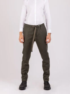 Pantaloni Verdi Con Vita Elastica E Cinturino