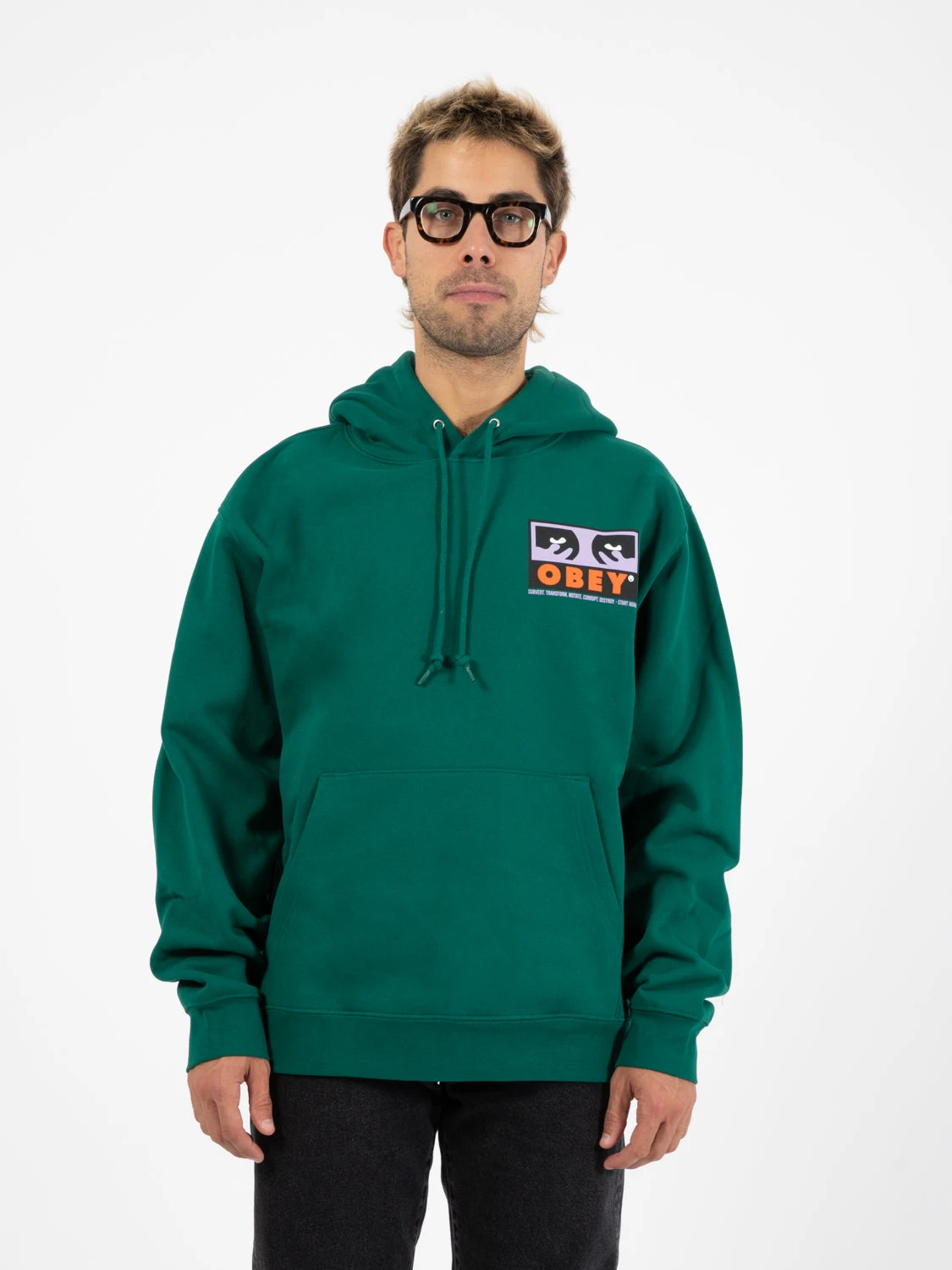 OBEY Felpa Subvert Premium Hooded Fleece Adventure Green 3 OBEY Felpa Subvert Premium Hooded Fleece Adventure Green