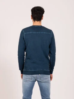 Felpa Girocollo Blu Bleached -Obey Negozio roberto collina felpa girocollo blu bleached3