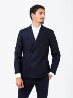Blazer Doppiopetto In Lana Blu