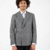 Blazer Doppiopetto In Misto Lana Grigio Perla