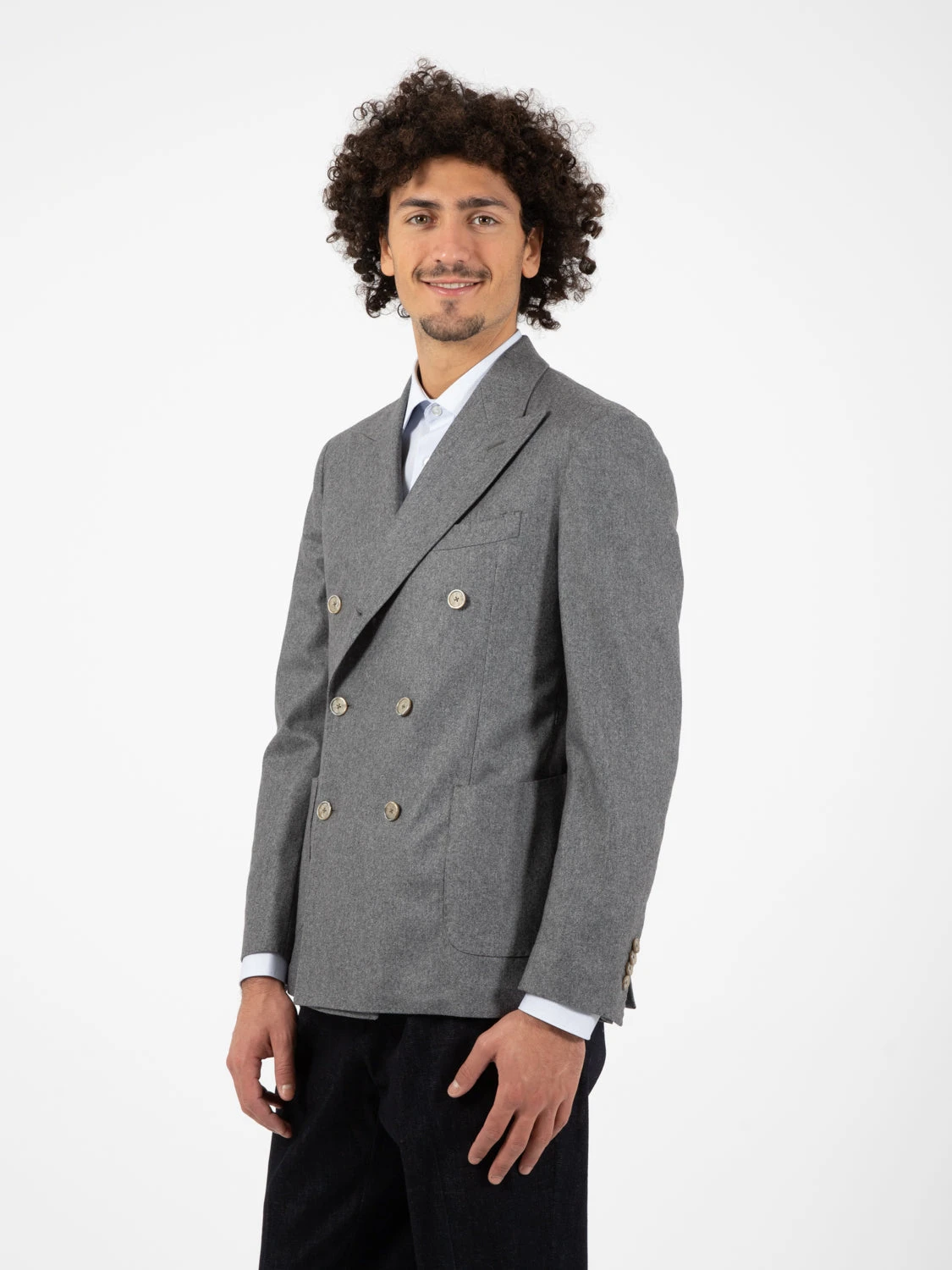 Blazer Doppiopetto In Misto Lana Grigio Perla 4 Blazer Doppiopetto In Misto Lana Grigio Perla - immagine 2