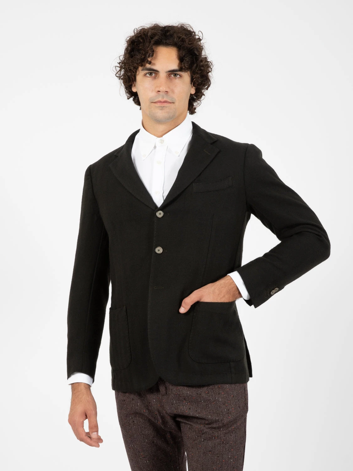 Blazer In Lana Cardata Ritorta Verde Scuro 3 Blazer In Lana Cardata Ritorta Verde Scuro