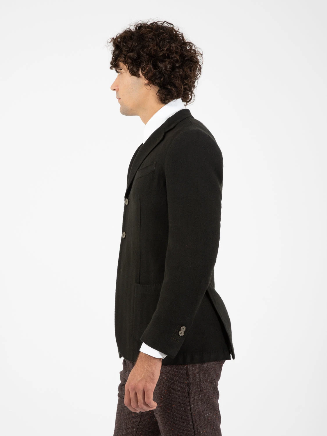 Blazer In Lana Cardata Ritorta Verde Scuro 4 Blazer In Lana Cardata Ritorta Verde Scuro - immagine 2