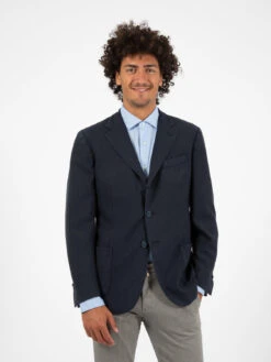 Blazer In Lana Extrafine Blu