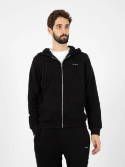 Felpa Con Cappuccio Zip Black