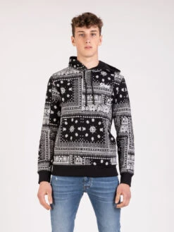Felpa Hoodie Carl Paisley Nera