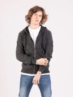 Felpa Zane Con Zip Nero Dyed