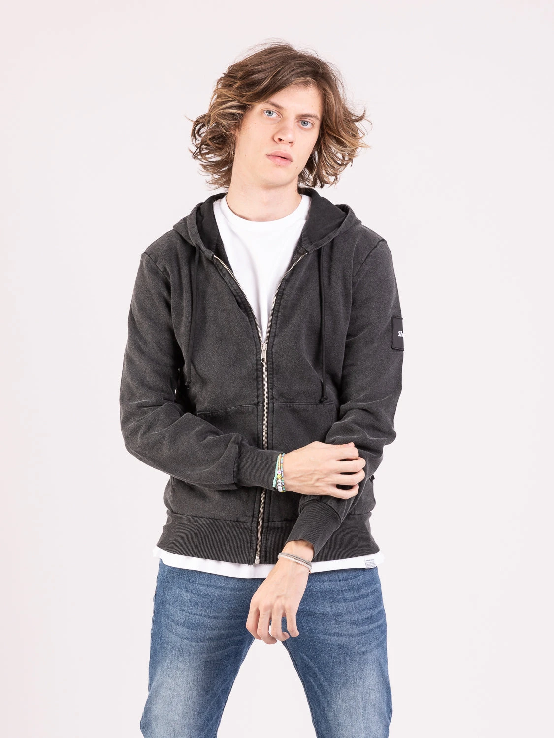 Felpa Zane Con Zip Nero Dyed 3 Felpa Zane Con Zip Nero Dyed